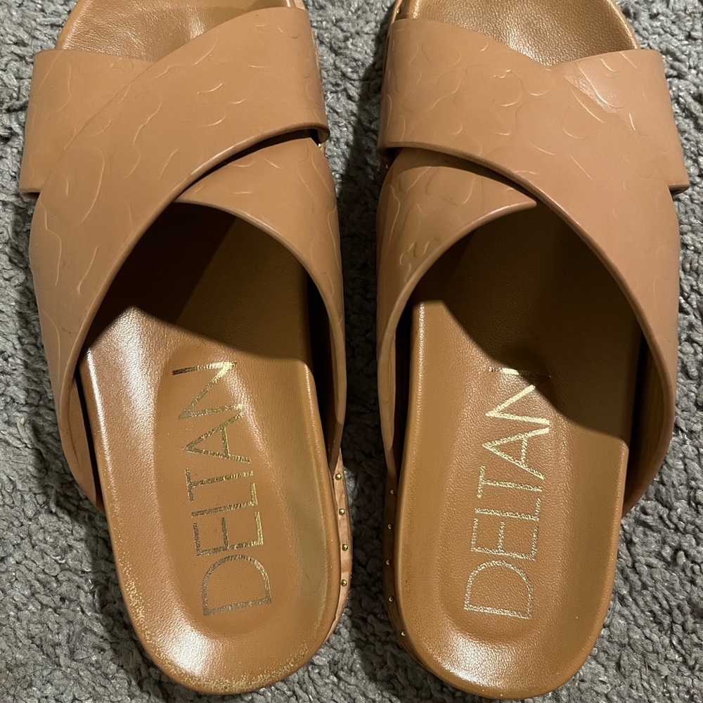 Ladies animal print leather sandals